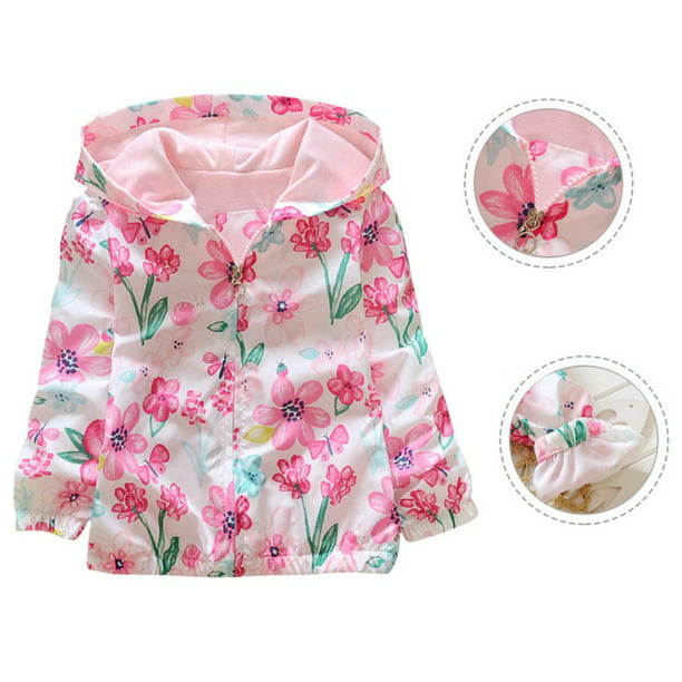 Details about  / Toddler Kids Baby Girl Hooded Coat Outerwear Butterfly Floral Windbreaker Jacket